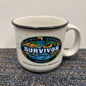 Survivor The Amazon 2003 Mug Speckled Campfire Style Cup Season 6 CBS TV Camping